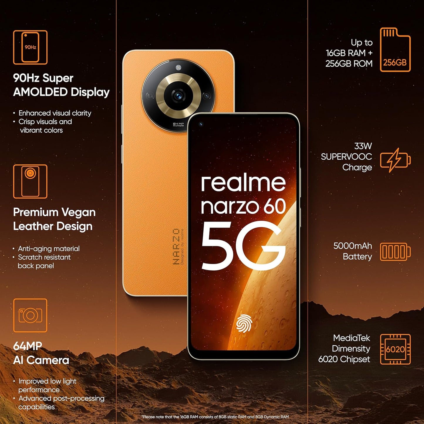 Realme Narzo 60 5G Mars Orange Product Details