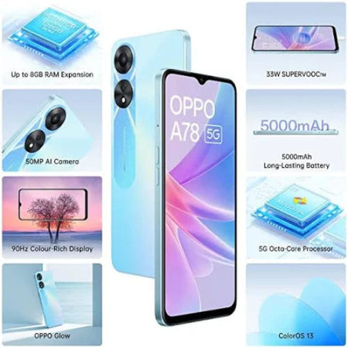 Oppo A78 5G Glowing Blue Phone details